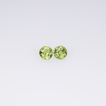 3.9-4.1 mm Natural Teal Greenish yellow Parti Sapphire Loose Pair Gemstone Round Cut