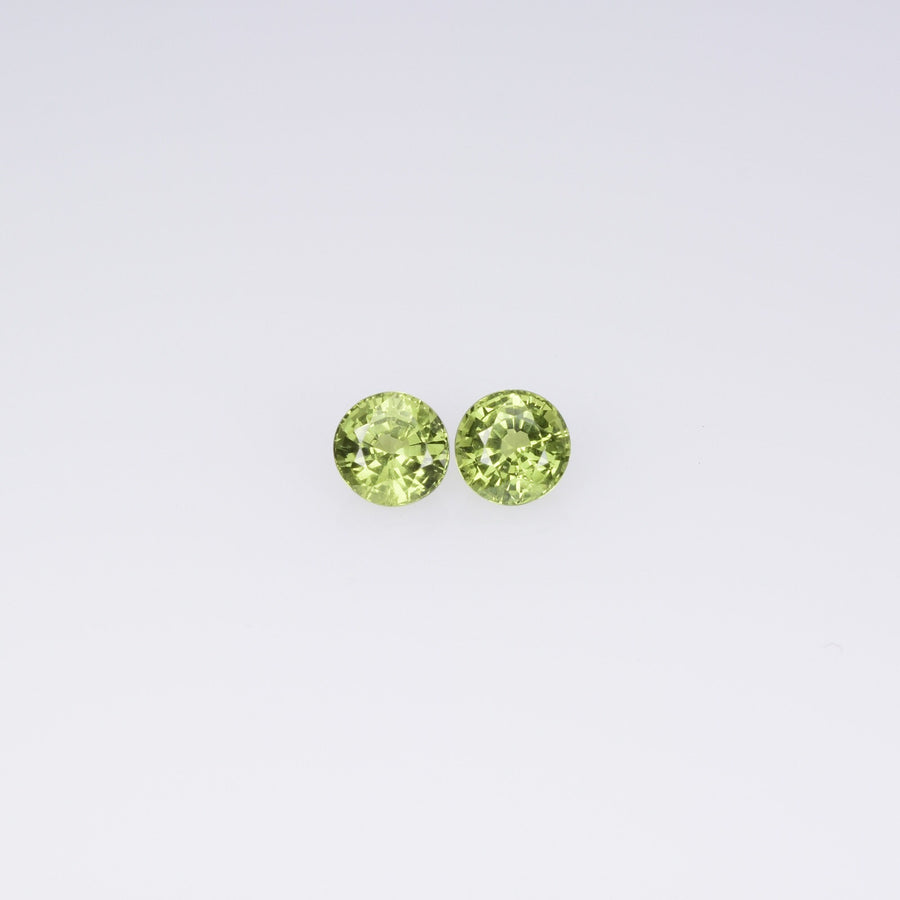 3.9-4.1 mm Natural Teal Greenish yellow Parti Sapphire Loose Pair Gemstone Round Cut