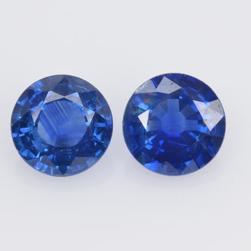 6.5 MM Natural Blue Sapphire Loose Pair Gemstone Round Cut